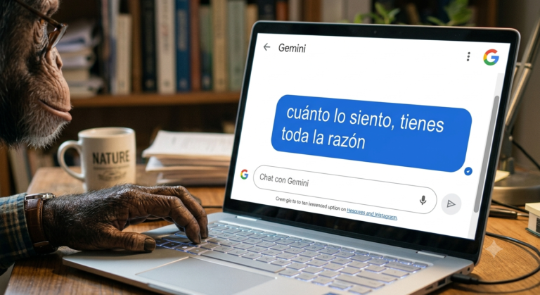 Persona frente a una interfaz de inteligencia artificial, evocando la relación entre IA y sufrimiento humano.